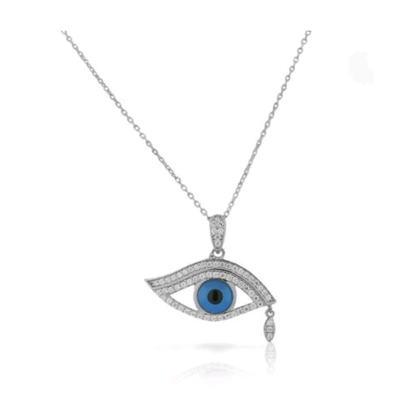 🧿Evil Eye🧿 Sterling Silver CZ Necklace - Picture 5 of 5